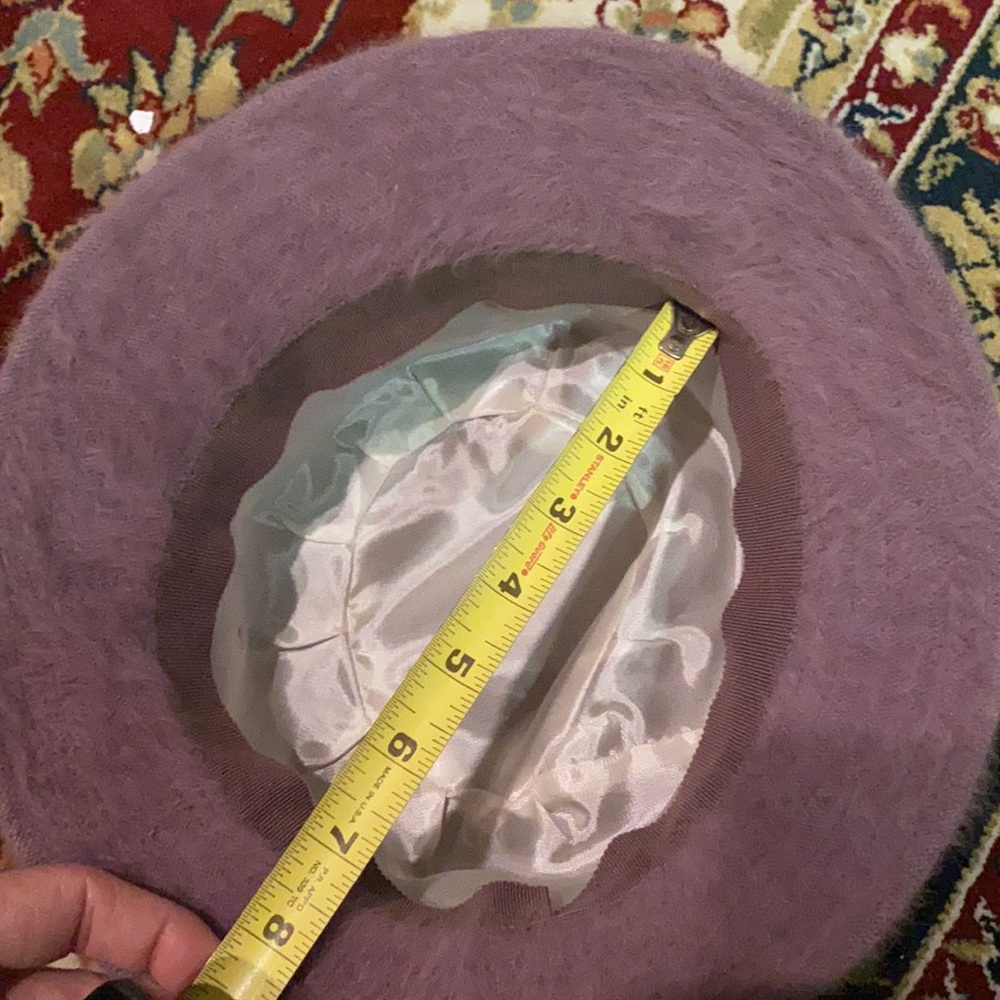 Rabbit fur lilac bowler hat - Picture 5 of 7